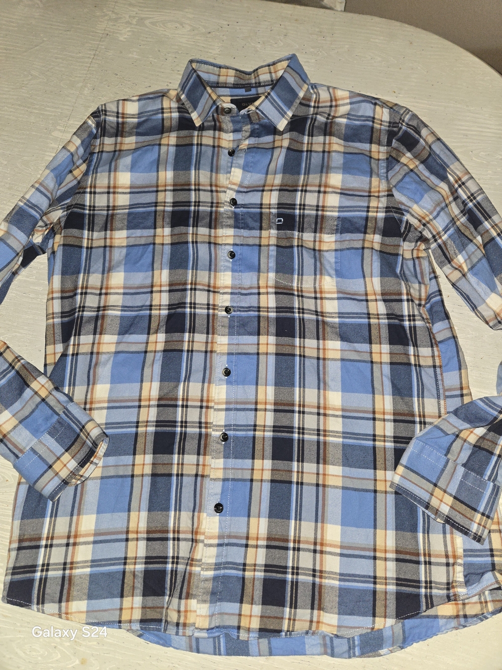 Men's Sz L OLYMP casual Modern Fit Button Up Organic Cotton Shirt